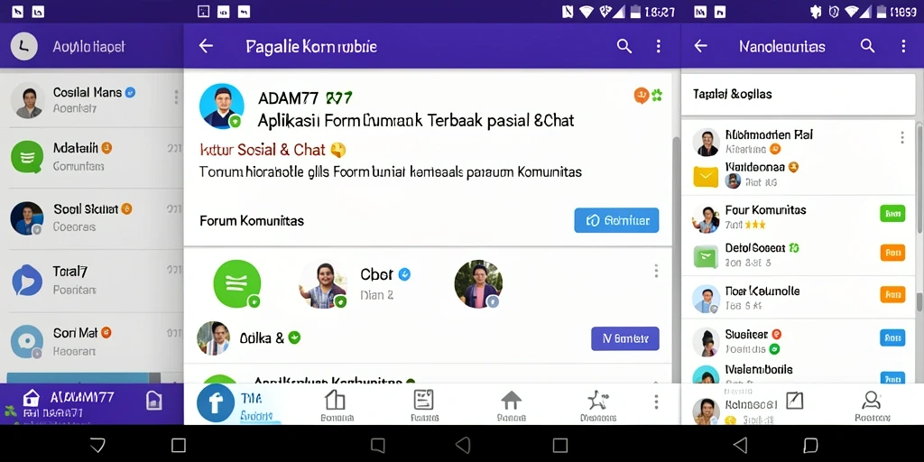 Tampilan antarmuka pengguna aplikasi Forum Komunitas ADAM77.