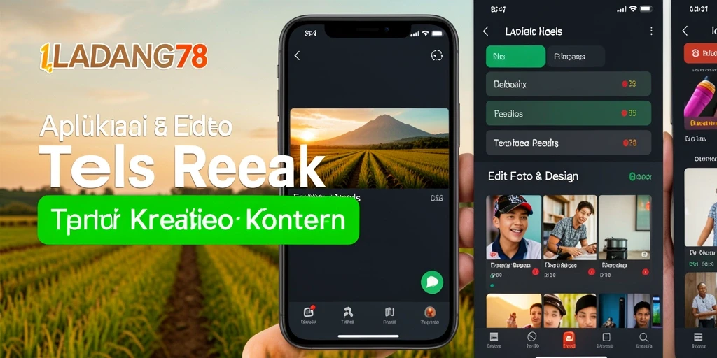 Antarmuka aplikasi LADANG78 untuk pengeditan video reels
