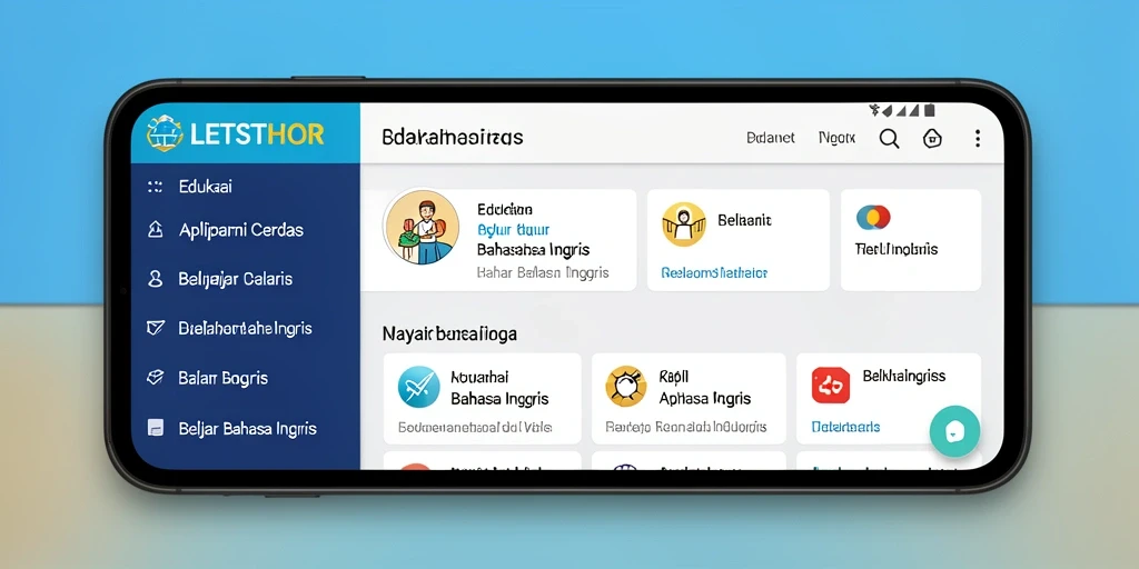 Tampilan antarmuka intuitif aplikasi LETSTHOR untuk belajar bahasa Inggris.