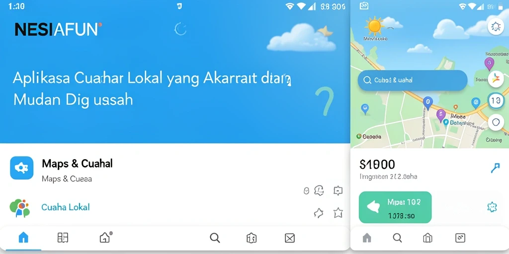 Screenshot antarmuka aplikasi NESIAFUN menampilkan informasi cuaca lokal yang jelas.