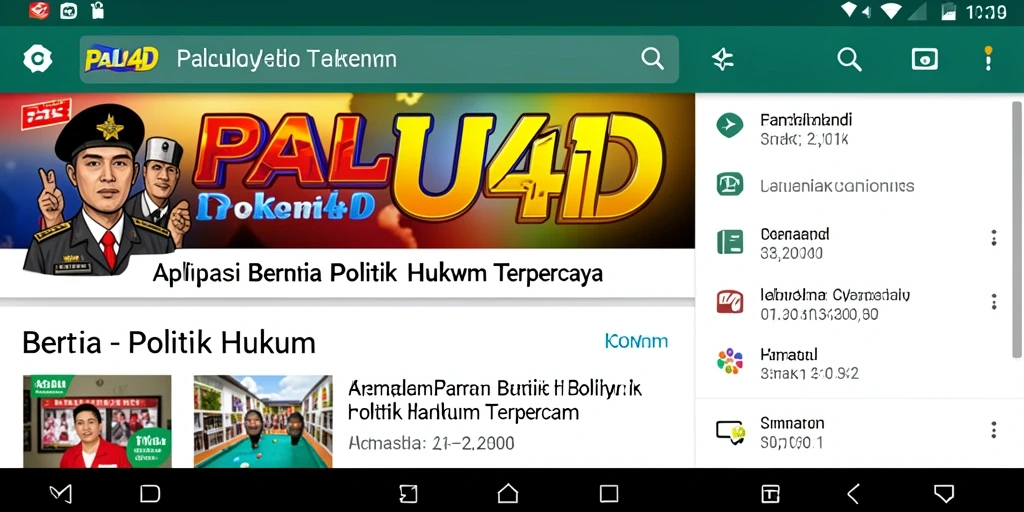 Antarmuka modern PALU4D yang menyajikan berita Politik Hukum.